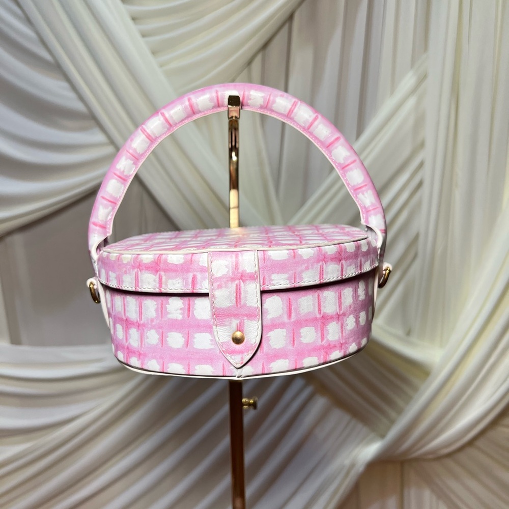 Jacquemus Pink Checkered Round Top-Handle Bag - Picture 6 of 8